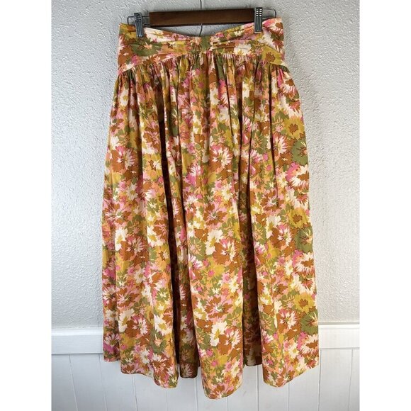 Zimmermann Twist Waist Skirt In Colorful Floral Midi Size 1 | US 6 - Picture 4 of 13